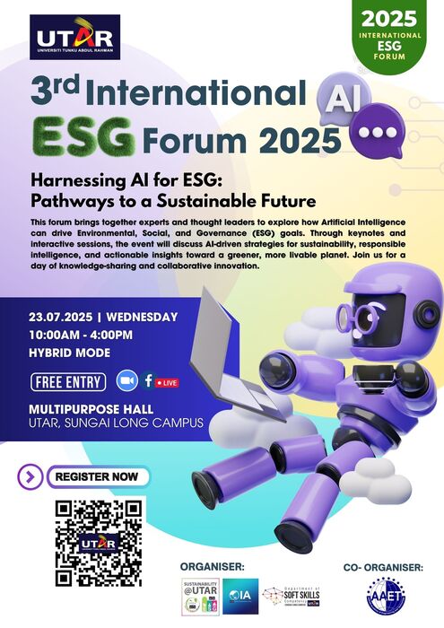 【轉知】馬來西亞拉曼大學辦理3rd International ESG Forum 2025，歡迎報名參加。圖片